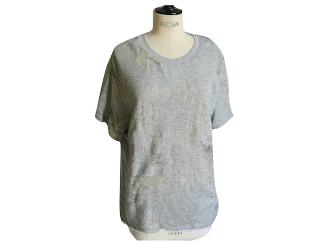 IRO Camiseta tipo sudadera ligera manga corta gris TS Algodón  ref.894701