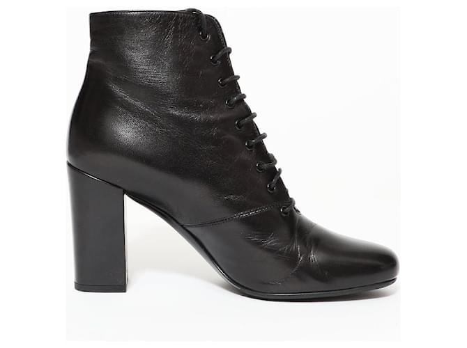 Saint Laurent "Babies 90" black leather ankle boots  ref.894727