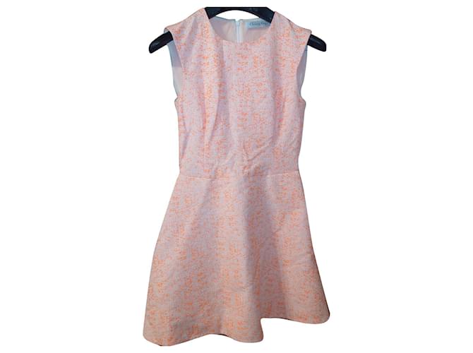 CHRISTIAN DIOR Strukturiertes Kleid mit Neonstich, Größe FR 38 US 6 Vereinigtes Königreich 10 Mehrfarben Baumwolle Polyester Polyamid  ref.894740