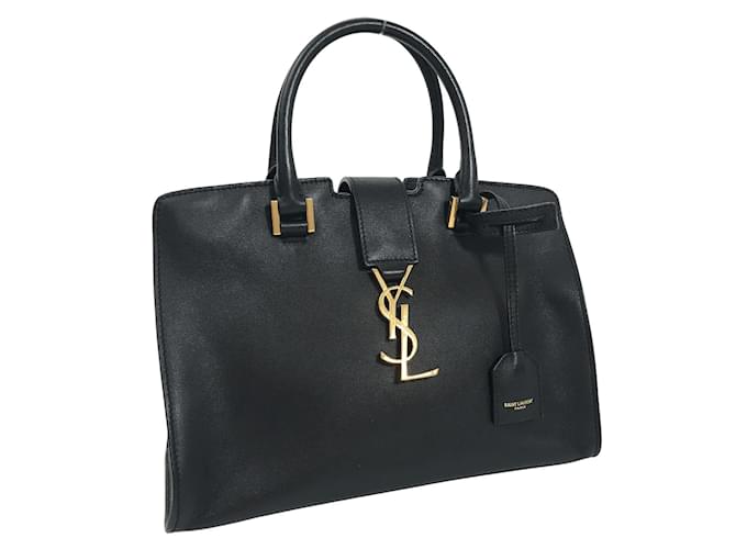 Yves Saint Laurent Cartable en cuir Cabas Chyc 424868 Veau façon poulain Noir  ref.894809