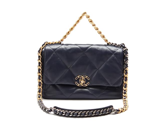 Chanel Dark Blue Quilted Lambskin Maxi Classic Single Flap