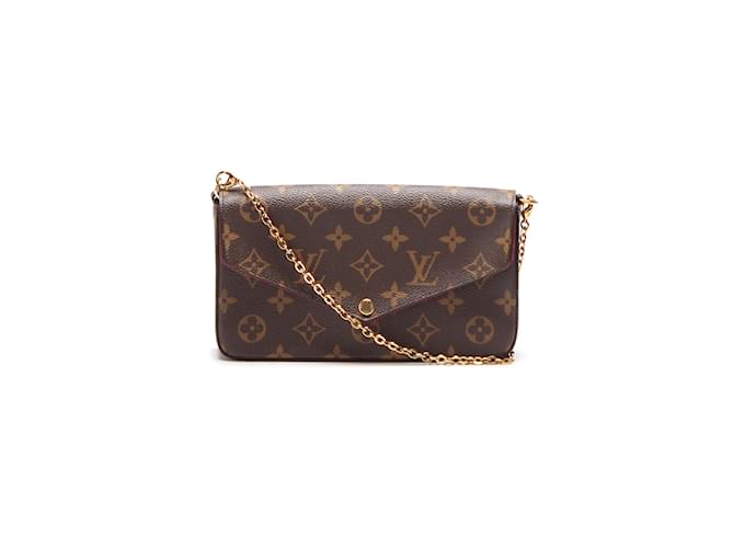 Louis Vuitton Monogram Pochette Felicie Canvas Crossbody Bag in Great Condition Brown Cloth  ref.895578