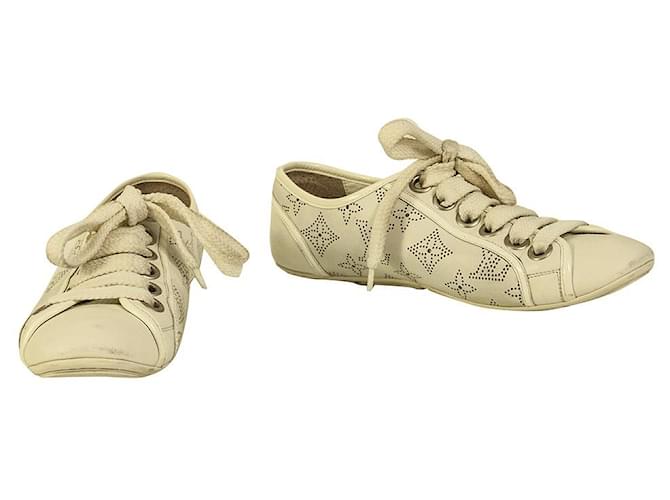 Louis Vuitton Mahina Leather Trainer Sneakers Ivory off White sz 37,5  ref.895662