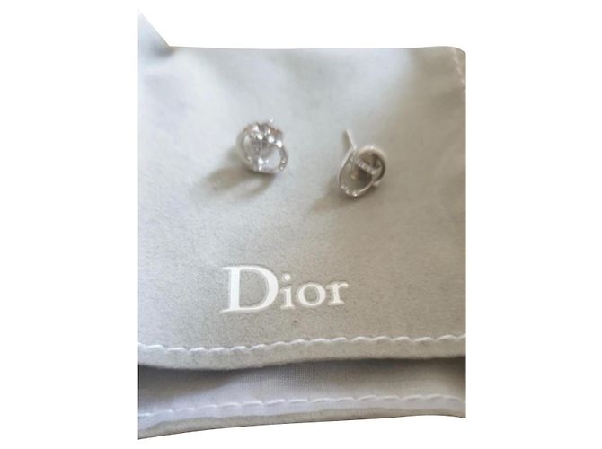 Christian Dior Ohrringe Silberfarben Metall