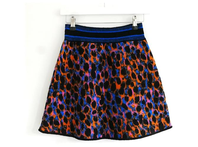 Falda neón de leopardo Dior Multicolor Lana  ref.895687