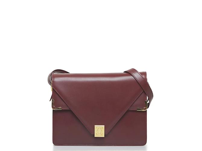 Must de Cartier Leather Envelope Flap Bag Red Pony style calfskin