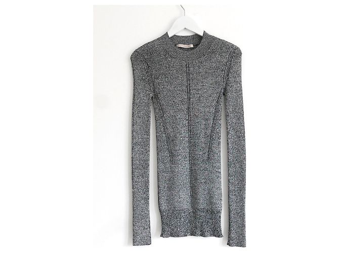 Christopher Kane silbernes Lurex-Strickoberteil