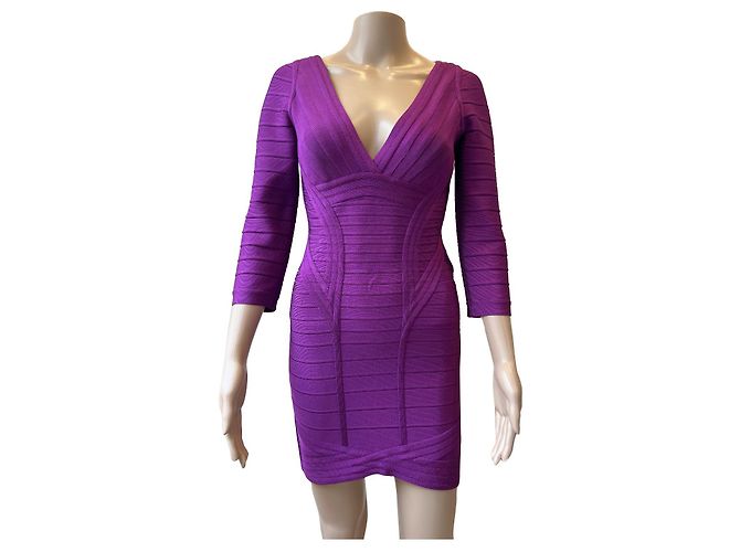 Herve Leger Kleid Violett aus Viskose Lila