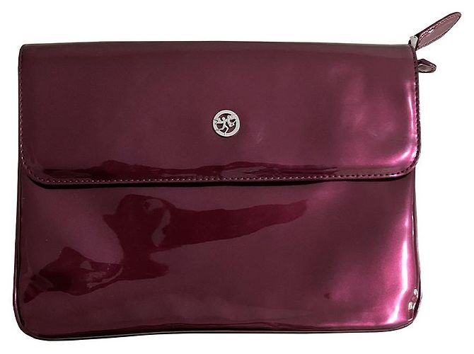 Autre Marque Bolso de mano de charol violeta berenjena