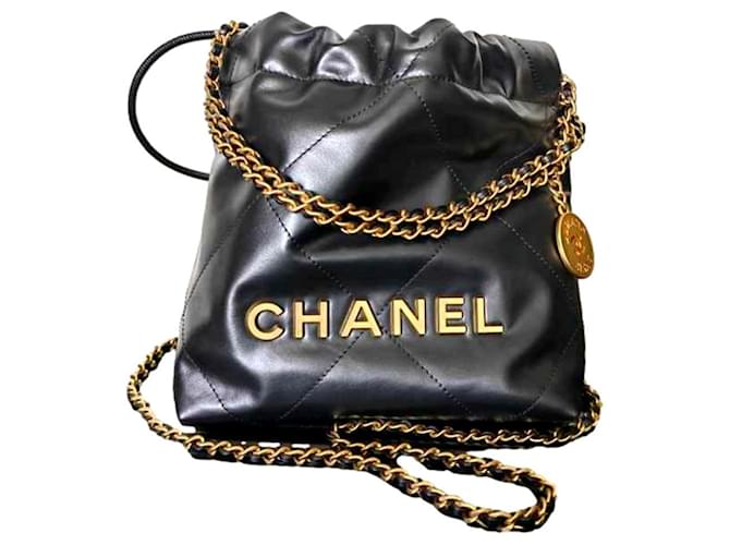 Chanel 22 mini Black Leather  ref.896764