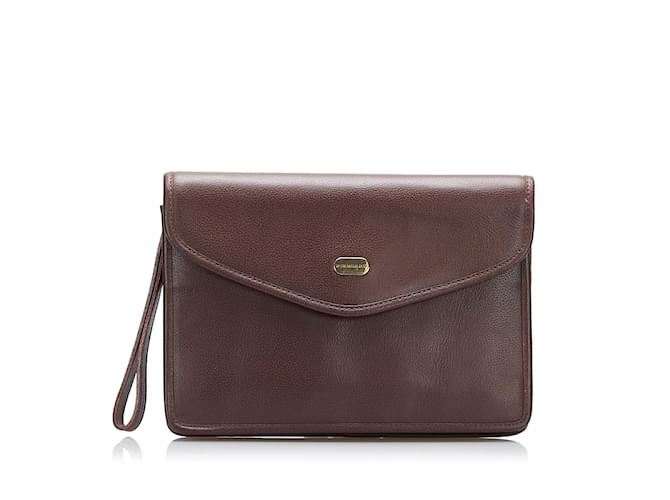 Burberry Leather Clutch Bag Brown  ref.896790