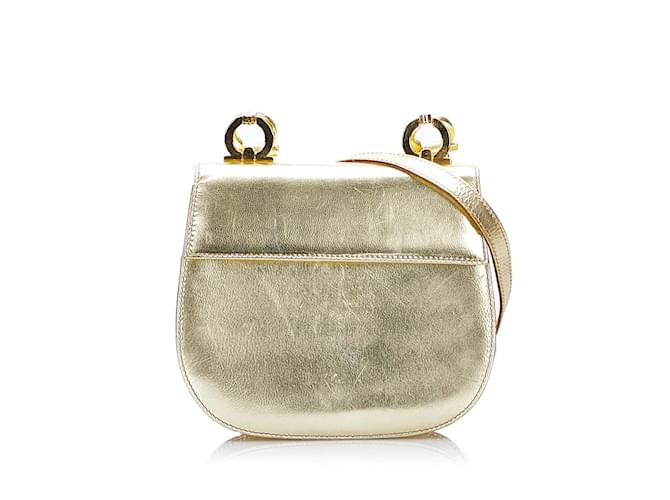 Salvatore Ferragamo Metallic Leather Crossbody Bag P213151 Golden Pony-style calfskin  ref.896804