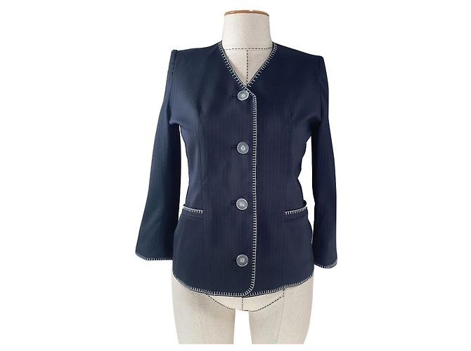 Autre Marque Gai Mattiolo Blazer Blau Gestreift Wolle