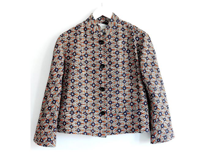 Bellerose Retro Weave Jacket Orange Navy blue