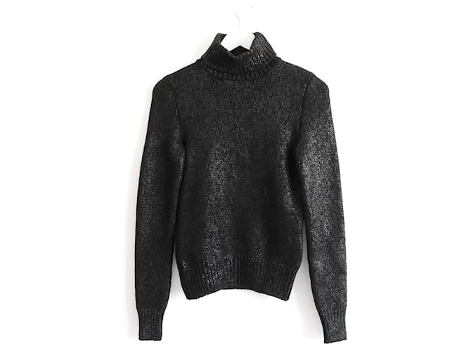 Céline Celine x  Michael Kors Metalic Painted Cashmere Mix Jumper Black Wool  ref.897619