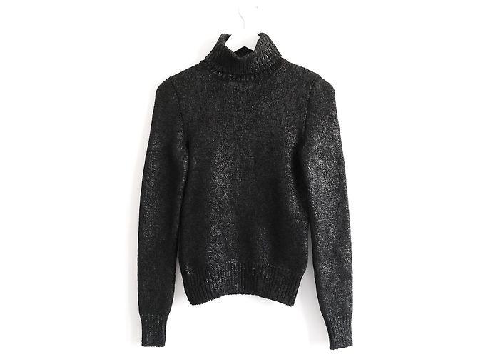 Céline Celine x Michael Kors Metallic-Pullover aus bemaltem Kaschmirmix Schwarz 