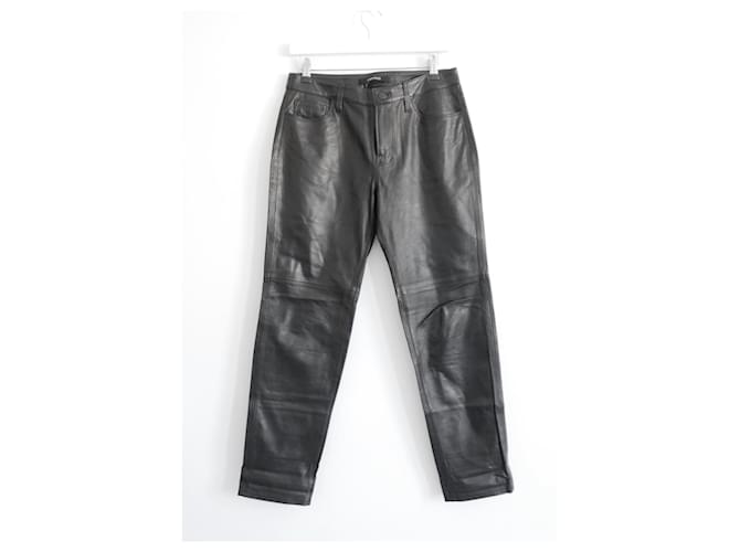J Brand Cropped Leather Pants Black  ref.897620