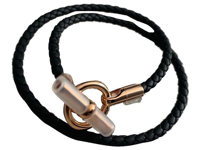 Pulseira Hermès de couro preta Preto 