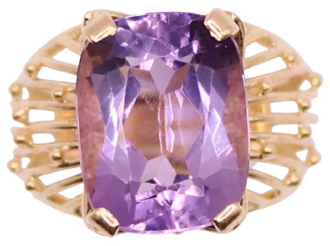 Autre Marque Yellow gold amethyst cocktail ring 18 carats Purple Gold hardware  ref.897667