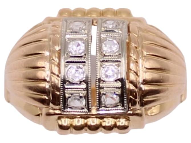 Autre Marque Tank yellow gold ring 18 carats and white stones Gold hardware  ref.897674
