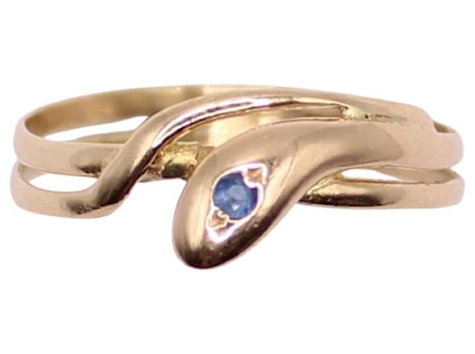 Autre Marque Yellow gold snake ring 18 carats and sapphire Napoleon III period Blue Gold hardware  ref.897679