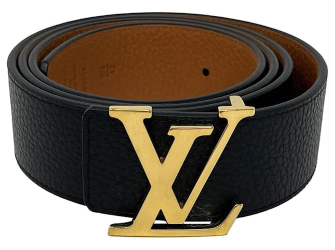 Louis Vuitton Ceinture réversible LV Initiales 40 MM Cuir Noir Marron clair  ref.897685
