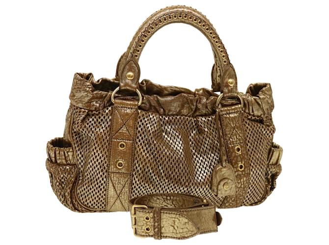 Miu Miu Hand Bag Leather 2way Gold Auth bs4938 Golden  ref.897698