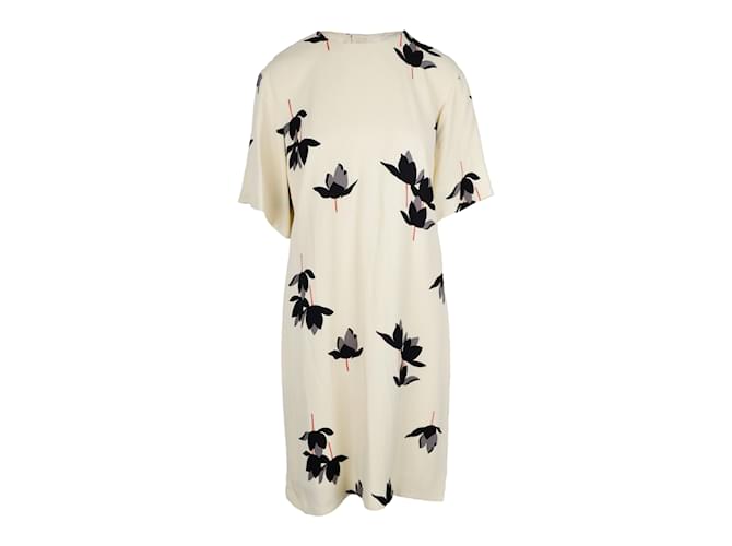 Marni Oversized Flower Print Dress Cream Viscose  ref.897750