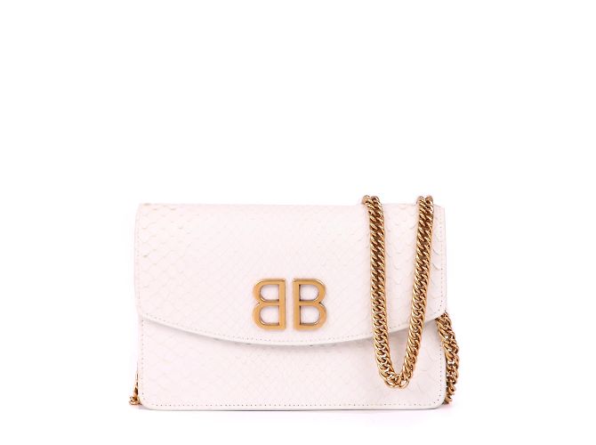 BALENCIAGA - Bolsa de ombro BB de python Branco