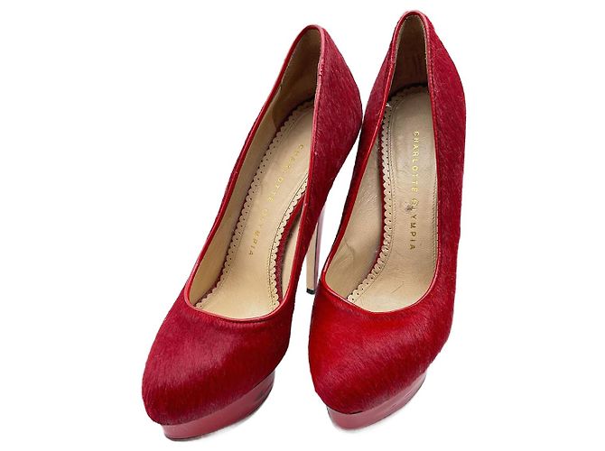 CHARLOTTE OLYMPIA  Tacchi EU 38.5 Tessuto Rosso