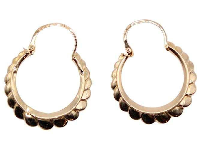 Autre Marque Yellow gold round hoop earrings 18 carats Gold hardware  ref.897781