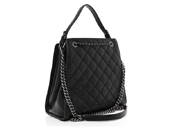 Timeless Chanel Caviar Quilted Medium CC Bucket Bag Black Leather  ref.897807