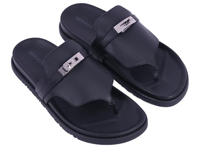 Kelly Hermès HERMES Flats T.EU 38 Rindsleder Schwarz