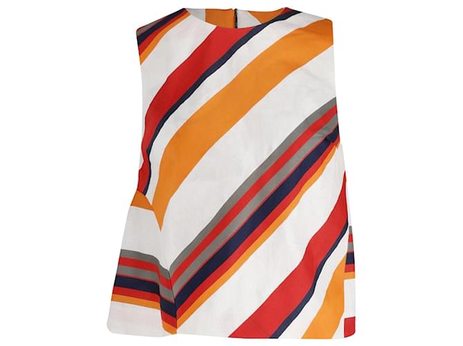 MSGM Striped Sleeveless Top in Multicolor Linen Multiple colors  ref.897878