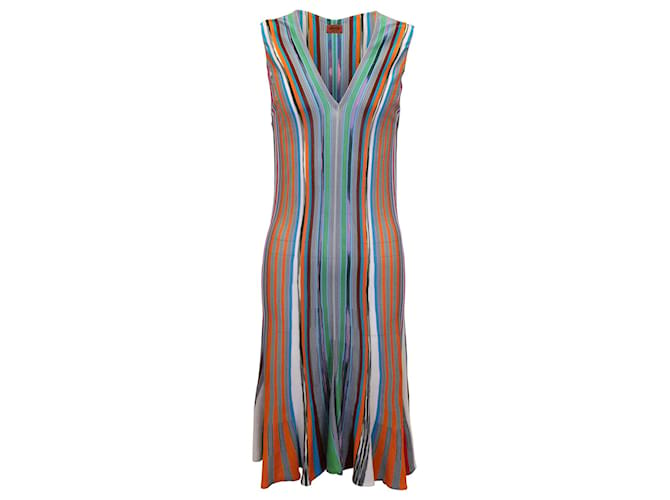 Missoni V-Neck Flared Midi Dress in Multicolor Rayon Cellulose fibre  ref.897893