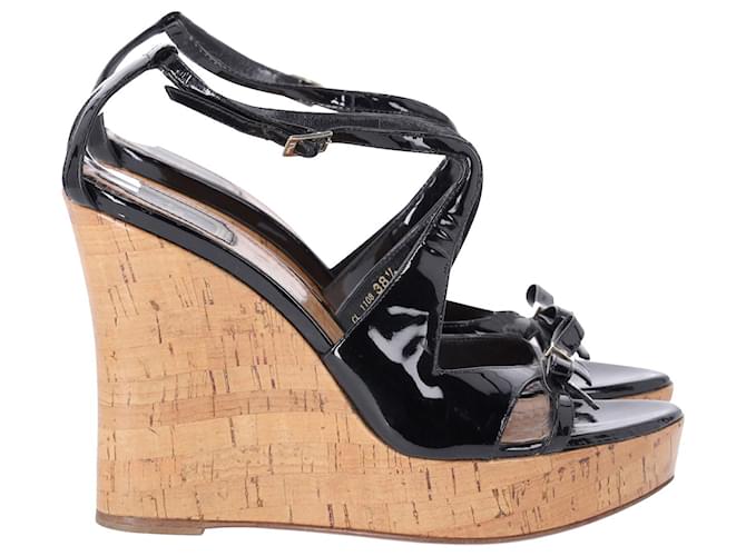 Christian Dior Starlet T-Strap Wedge in Black Patent Leather   ref.897895