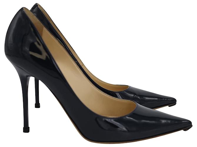 Jimmy Choo Romy Pointy Toe Pumps in Navy Patent Leather Navy blue  ref.897899