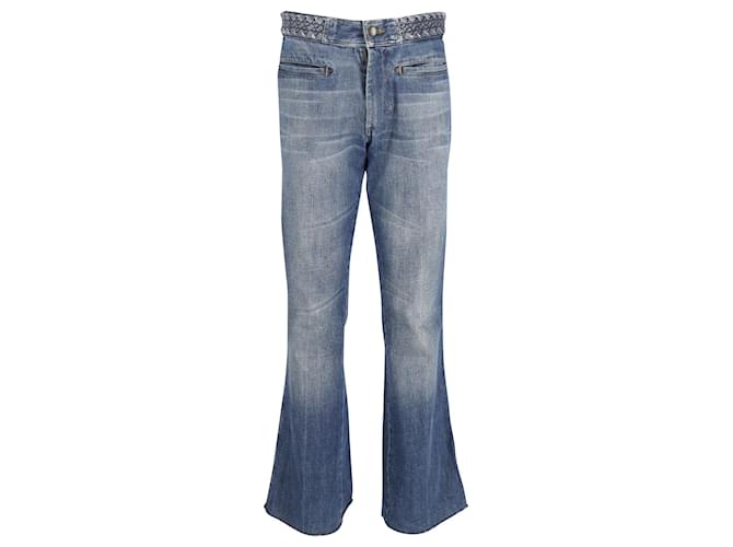 Yves Saint Laurent Jeans mit ausgestelltem Saum aus gewaschenem blauem Baumwolldenim Baumwolle  ref.897955