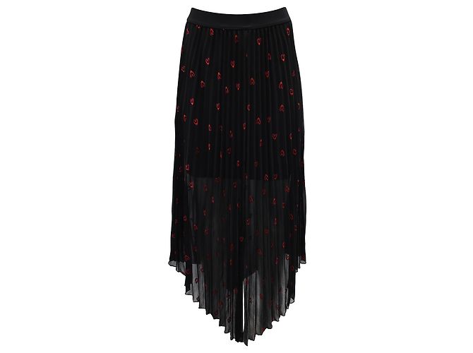 Maje Jengo bestickter Herz-Midirock aus schwarzem Polyester