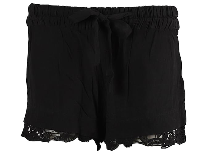 Iro Dainie Crochet-Trimmed Crepe Shorts in Black Rayon Cellulose fibre  ref.897964