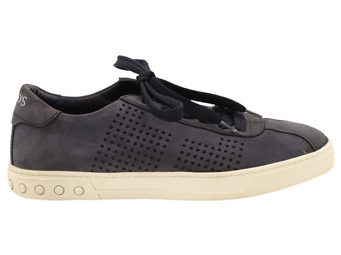 Tod's Sneakers stringate con dettaglio traforato in camoscio blu