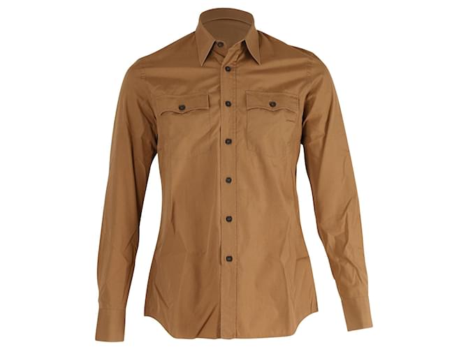 Camisa de botões Prada em algodão marrom  ref.897971