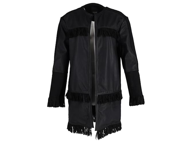 Pinko Nero Limousine Mazinga Fringe Jacket in Black Leather  ref.897972