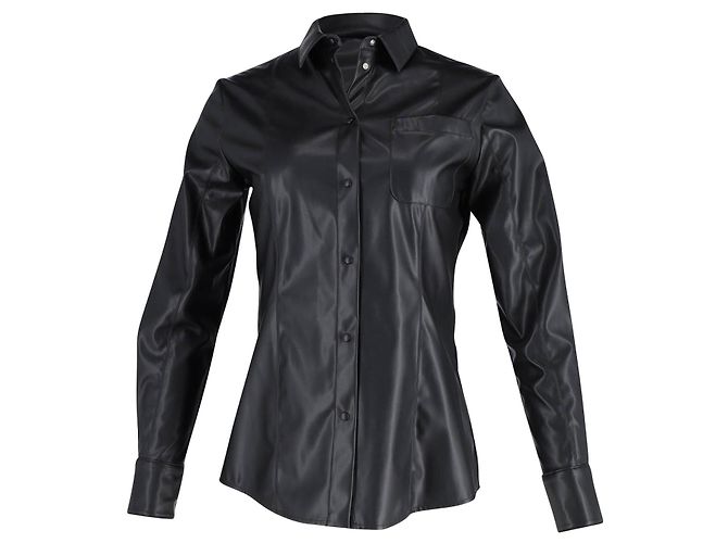 Camicia Buttondown MSGM in ecopelle nera Nero 