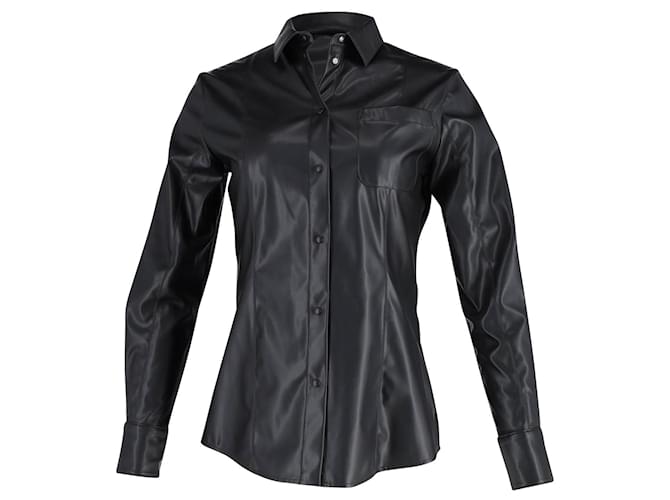 MSGM Buttondown-Hemd aus schwarzem Kunstleder Synthetisch  ref.897986