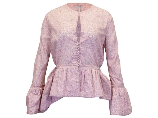Blusa floreale peplo Loewe Liberty in cotone rosa  ref.897987