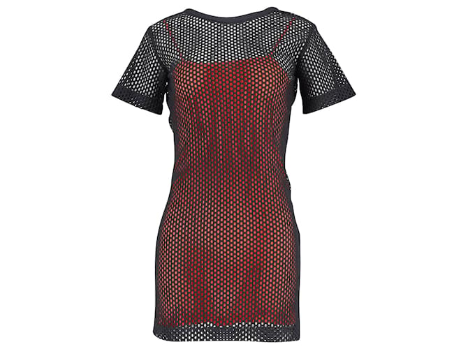 Sandro Paris Resille Mesh Mini Dress in Black Polyester   ref.897997