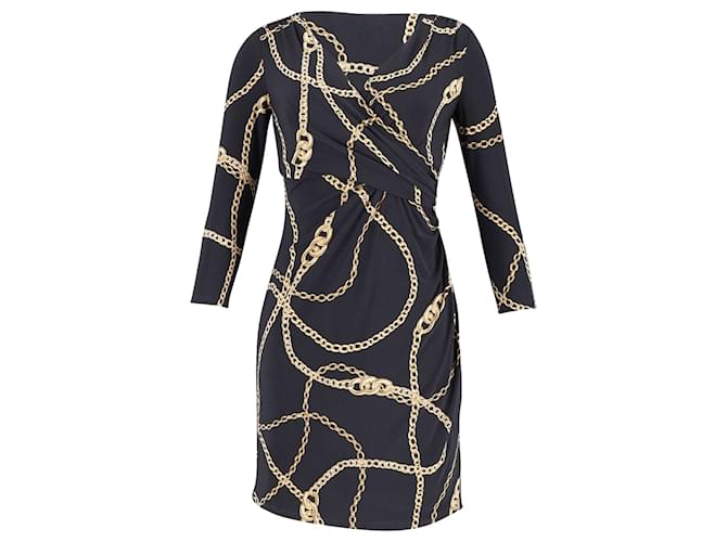 Ralph Lauren Chain Link-Print Jersey Dress in Black Polyester  ref.897999