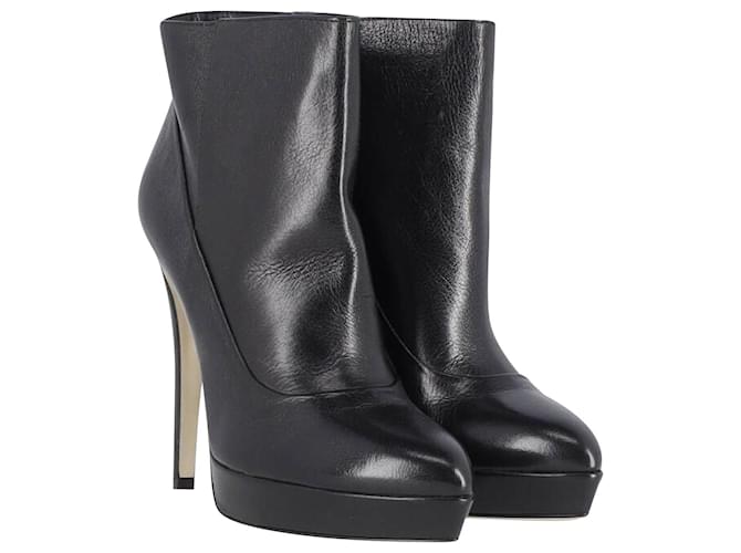 Dolce & Gabbana High Heeled Platform Ankle Boots in Black Leather  ref.898000