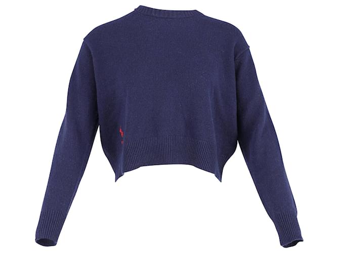 Polo Ralph Lauren Cropped Sweater in Navy Blue Wool   ref.898001